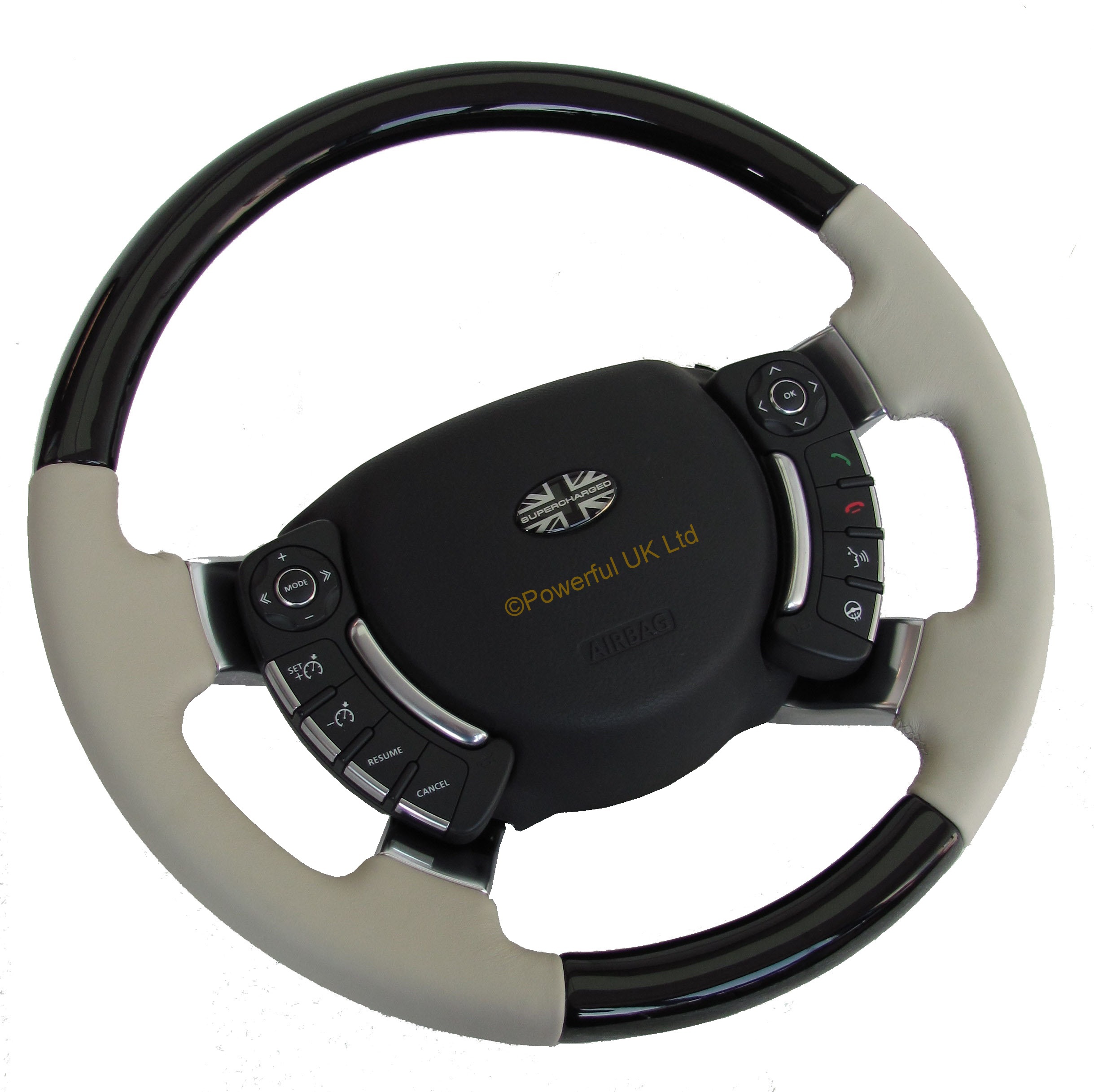 Ivory leather & Black Piano steering wheel for Range Rover L322